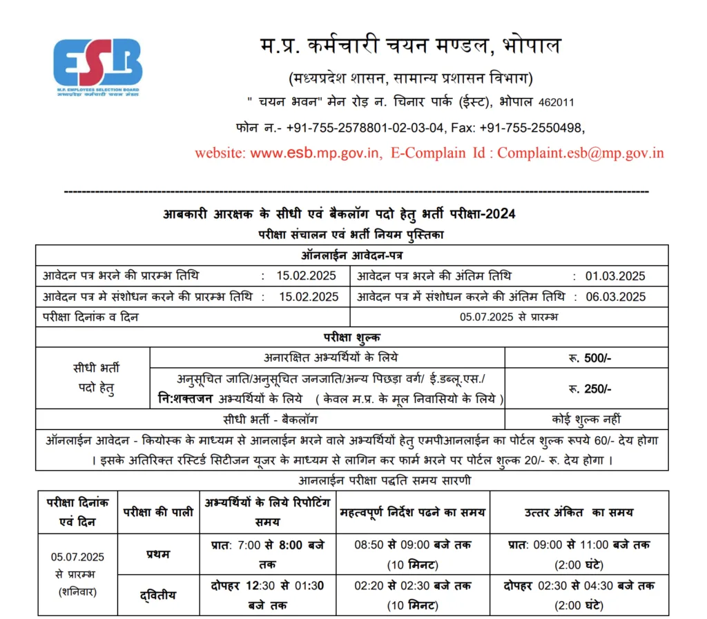 आबकारी आरक्षक भर्ती परीक्षा